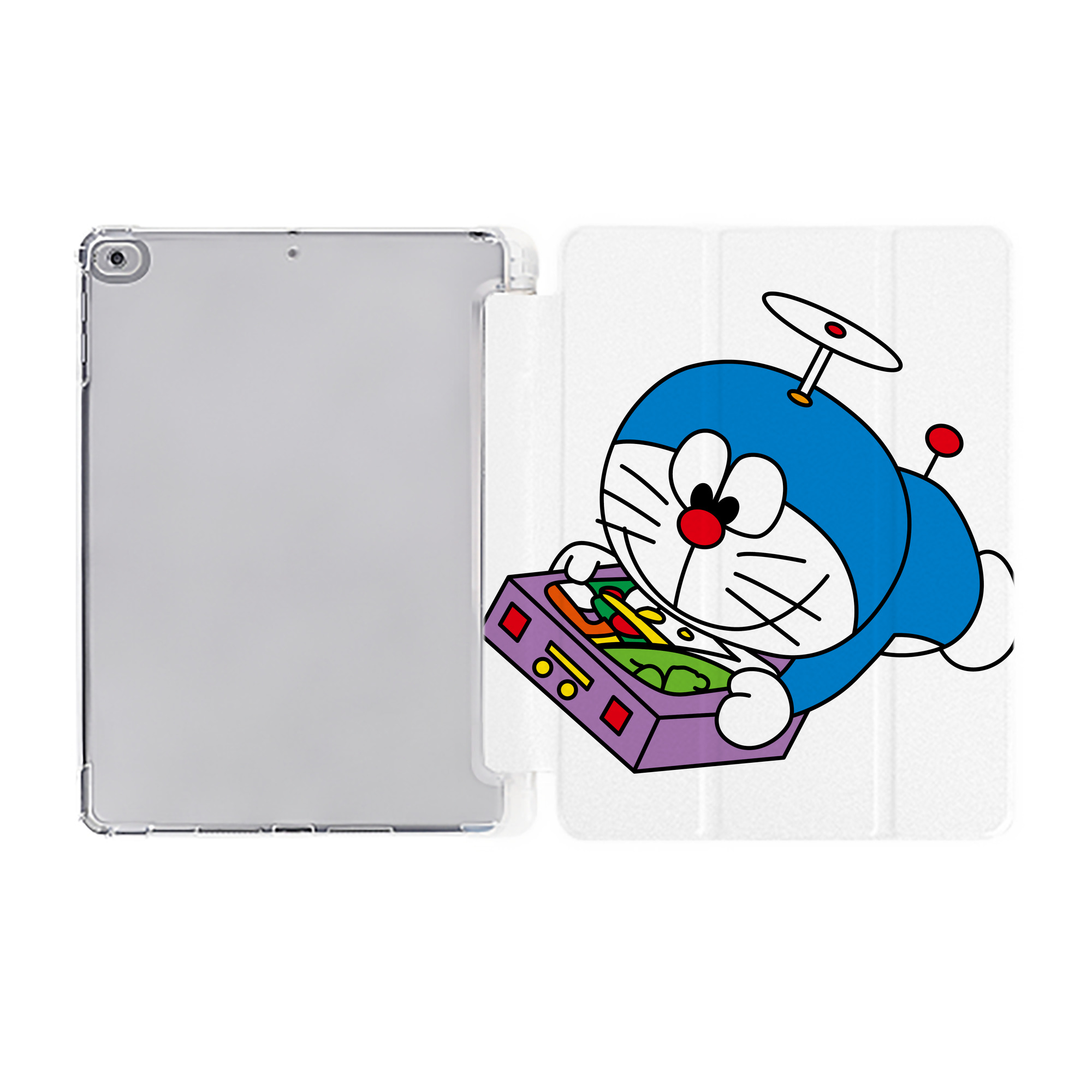 （画像用） ドラえもん Doraemon IPad ケース ペン収納付き 三つ折りスタンド PUレザー×シリコン 対応機種9.5/10.5/10.9インチ